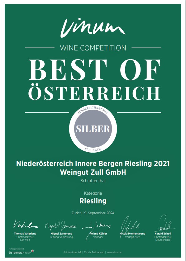 Riesling Ried Innere Bergen QuW Niederösterreich, 2021